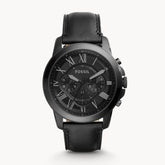 Fossil Men’s Chronograph Quartz Black Leather Strap Black Dial 45mm Watch FS5132
